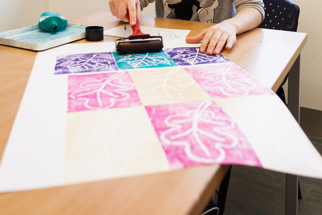 Additional support for learning. student making a print gallery