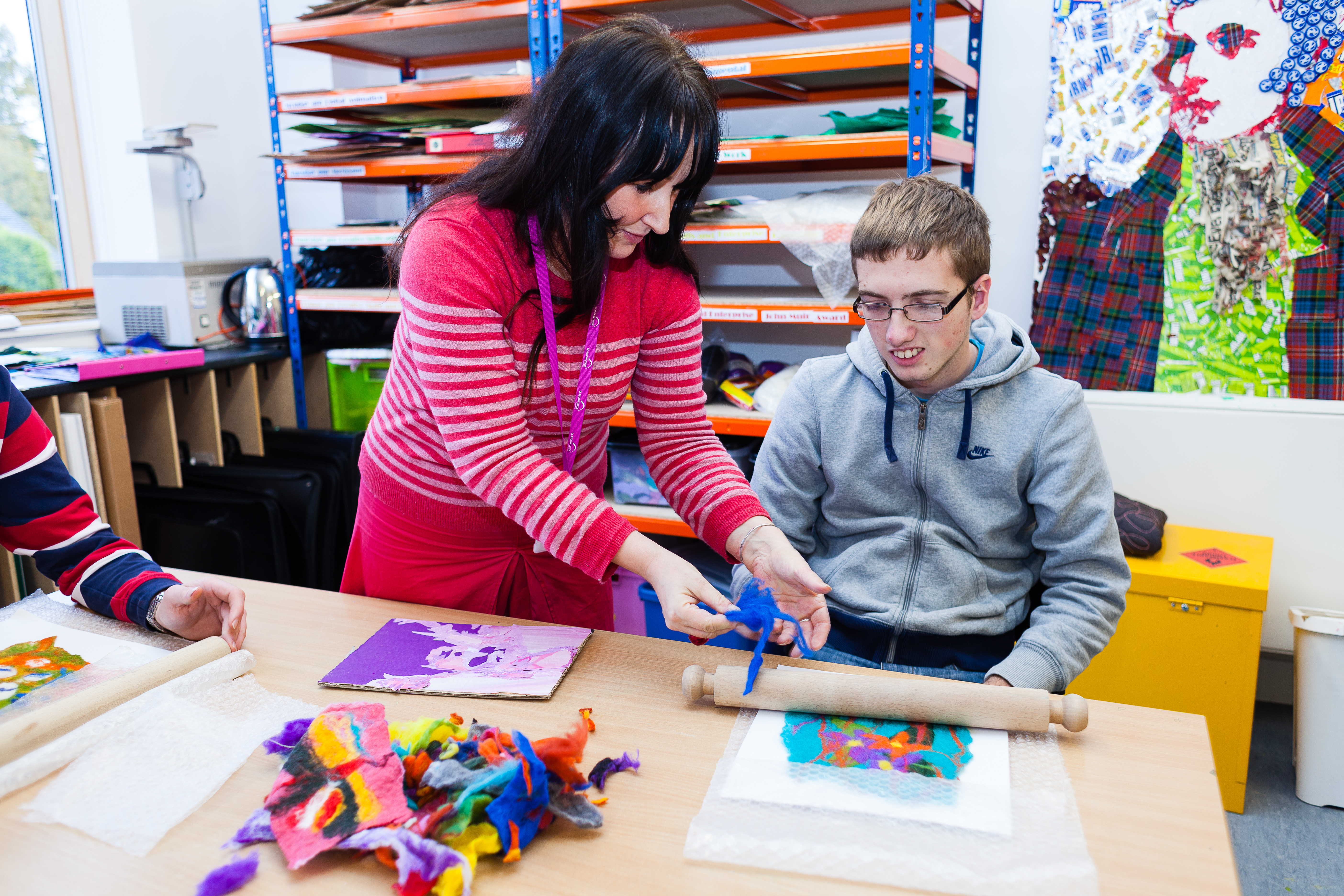 Additional Support For Learning Student And Lecturer Demonstrating Felt Making Techniques