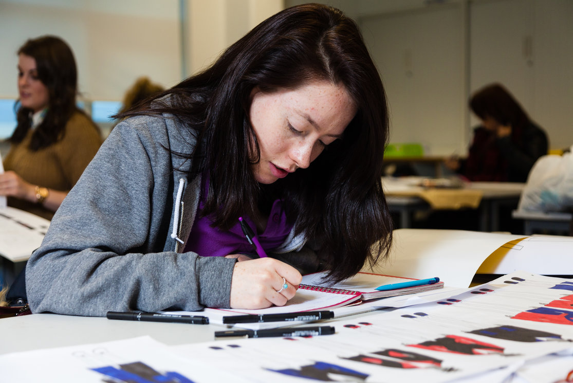Fashion student designing gallery