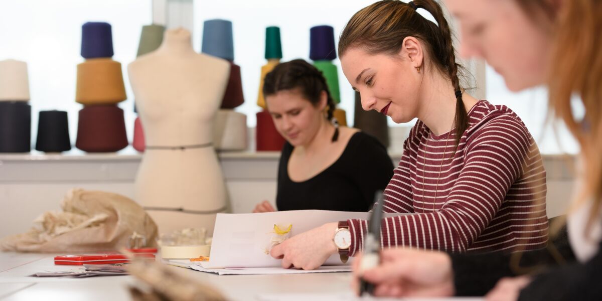 Fashion Textile Students In Studio