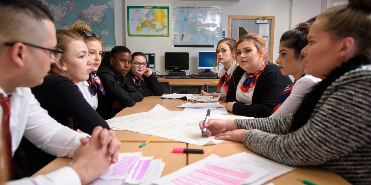 Travel and Tourism  students in class workshop at Glasgow Clyde College