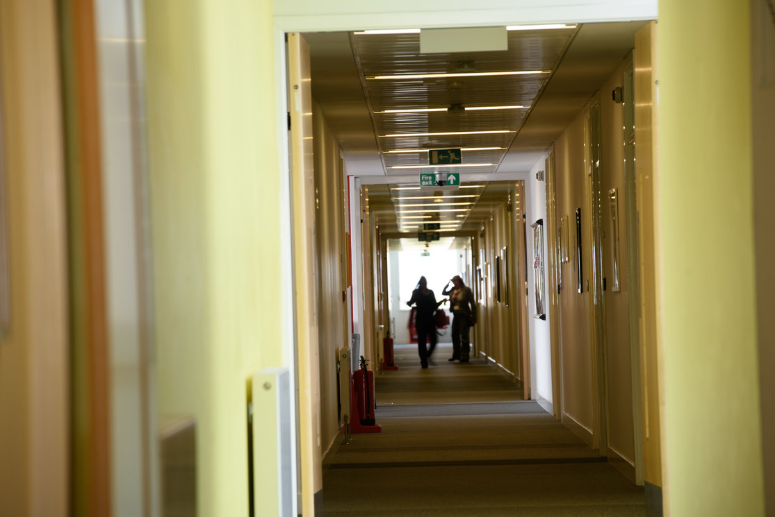 Anniesland internal yellow walled corridor gallery