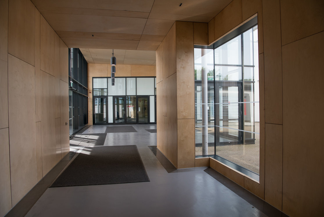 Cardonald modern wood and glass corridor gallery