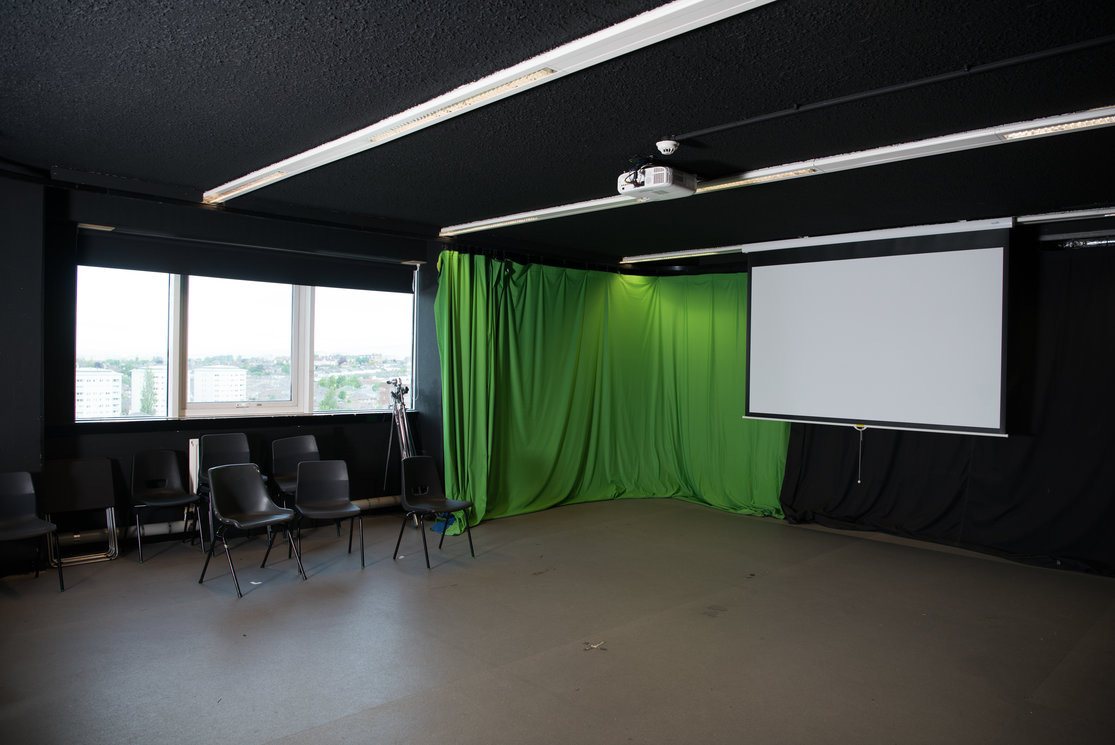 Cardonald tv studio with drapes gallery