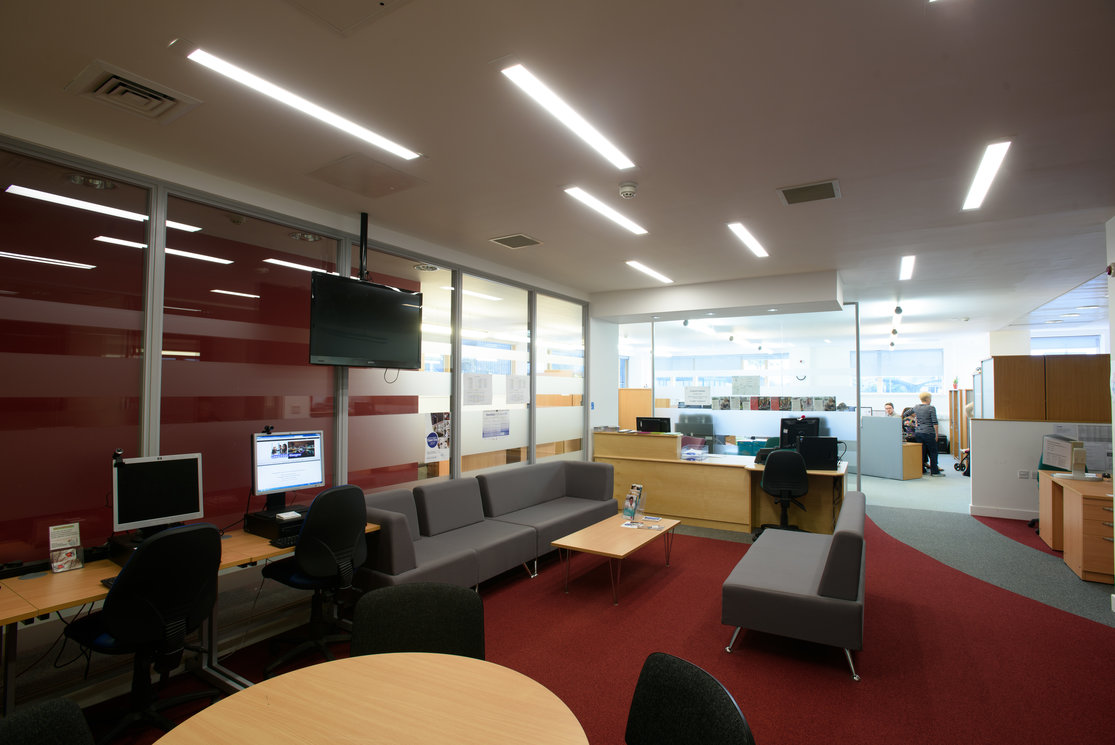 Anniesland reception area glass walls gallery