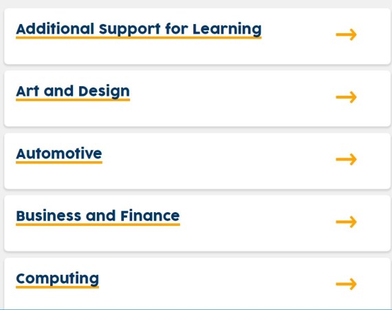 Subject area list example