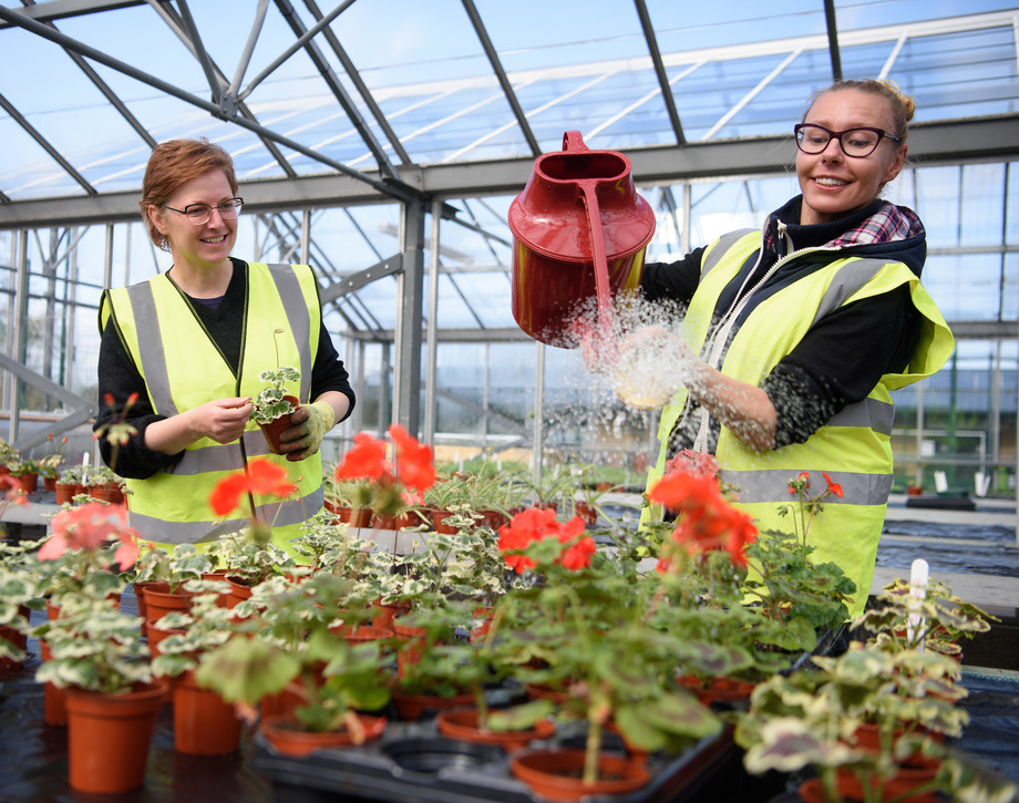 HNC Horticulture students watering can 1