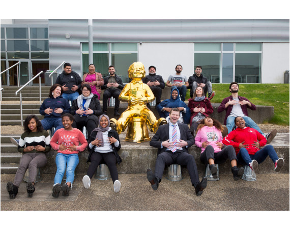 Students and Principal at Anniesland