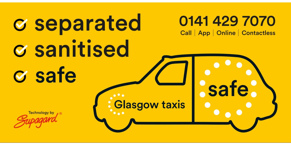 Seperated sanitised safe taxi advert