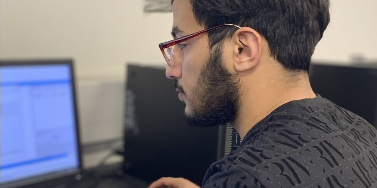 Student at computer / networking 