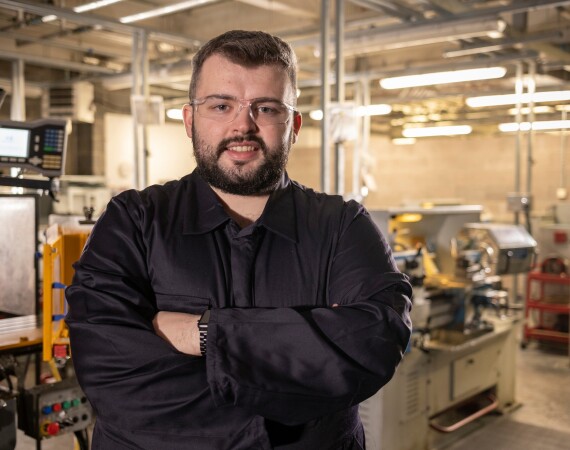 Engineering student in the workshop