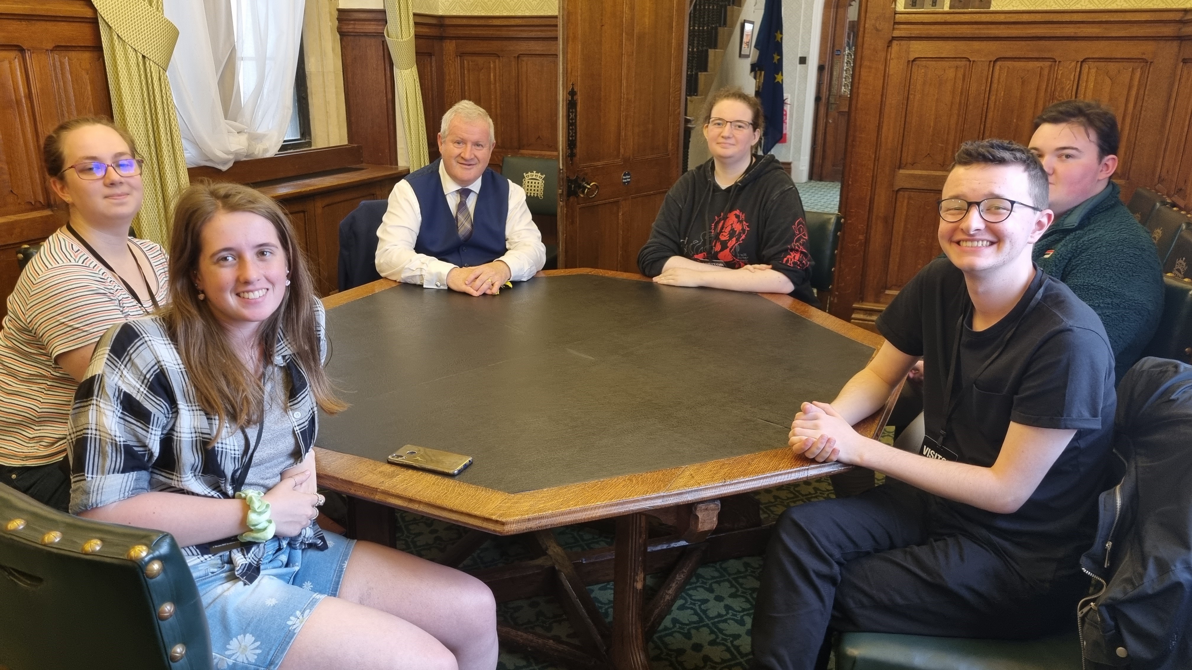 Ian Blackford and students