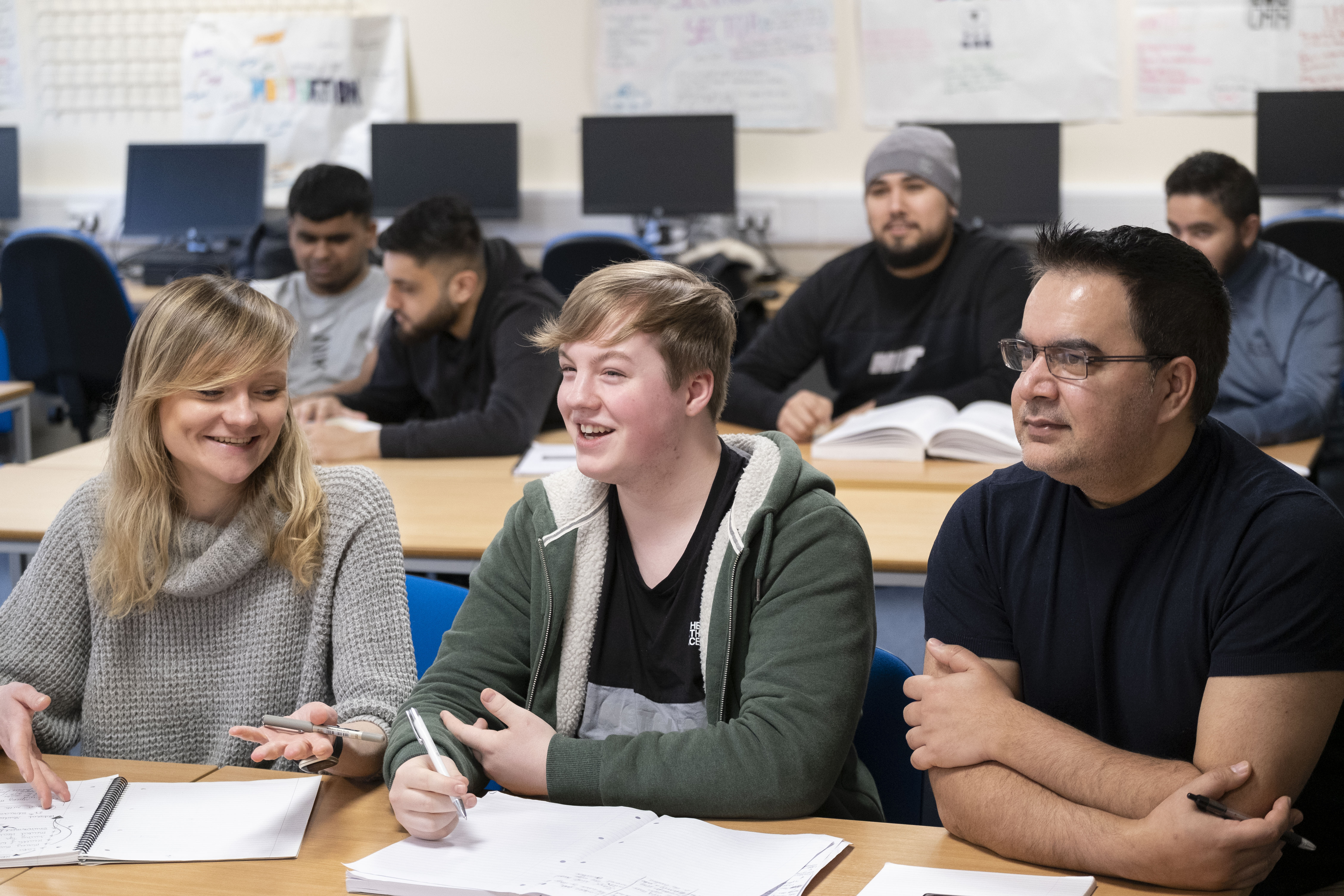 Glasgow Clyde College HND Business students sitting in class.