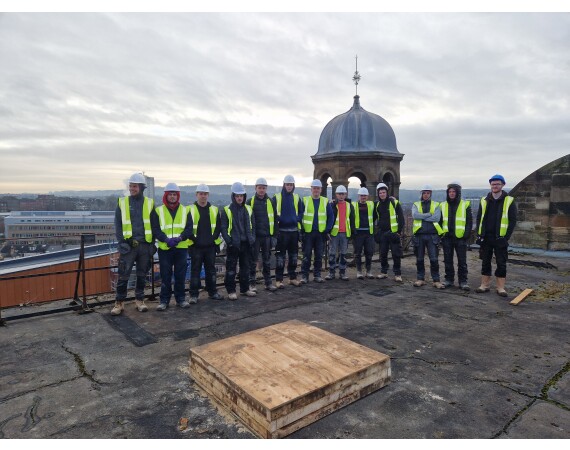 Construction students at a site visit 