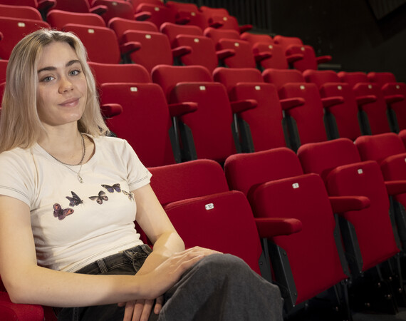 Female drama student at the theatre