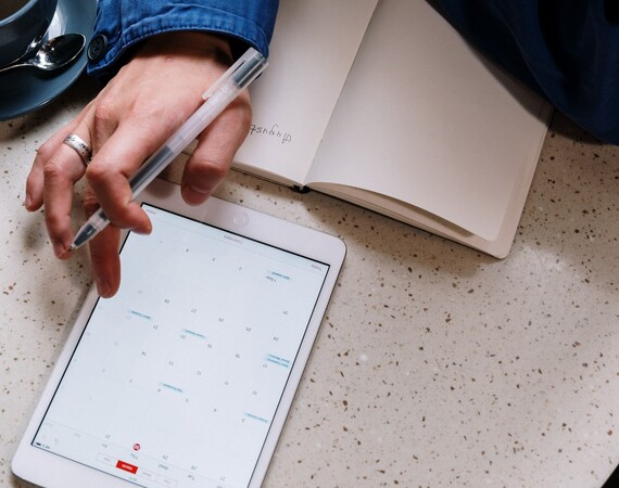 Student adding dates to their ipad