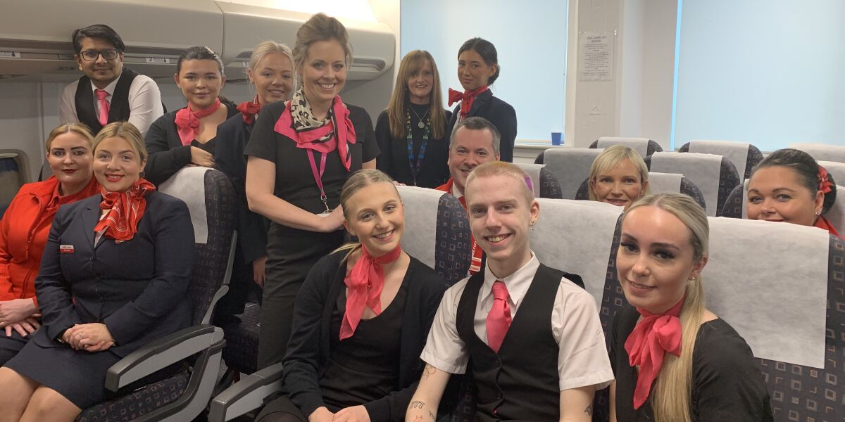 Glasgow Clyde College Travel students in training cabin 