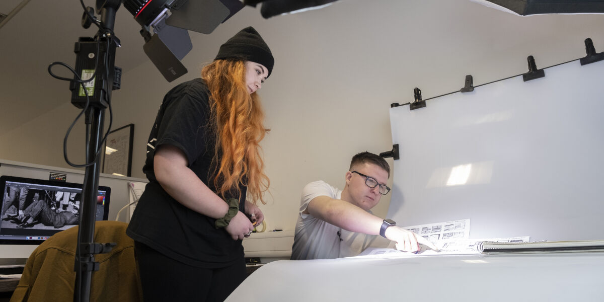 Graphic Design students setting up product photography
