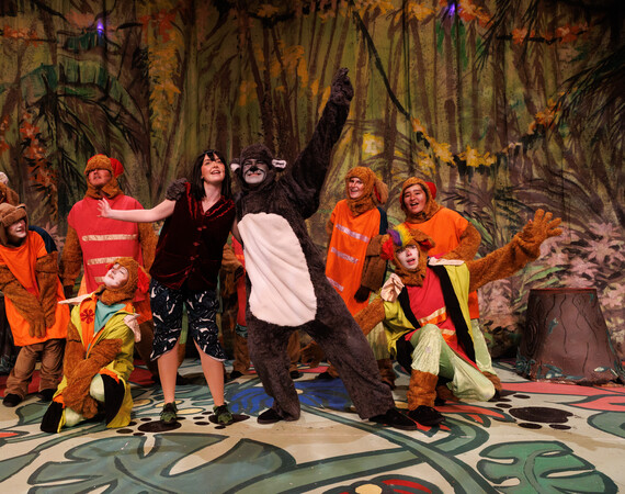 Jungle Book Panto acting students on stage 2