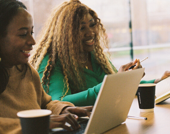 Students using a laptop