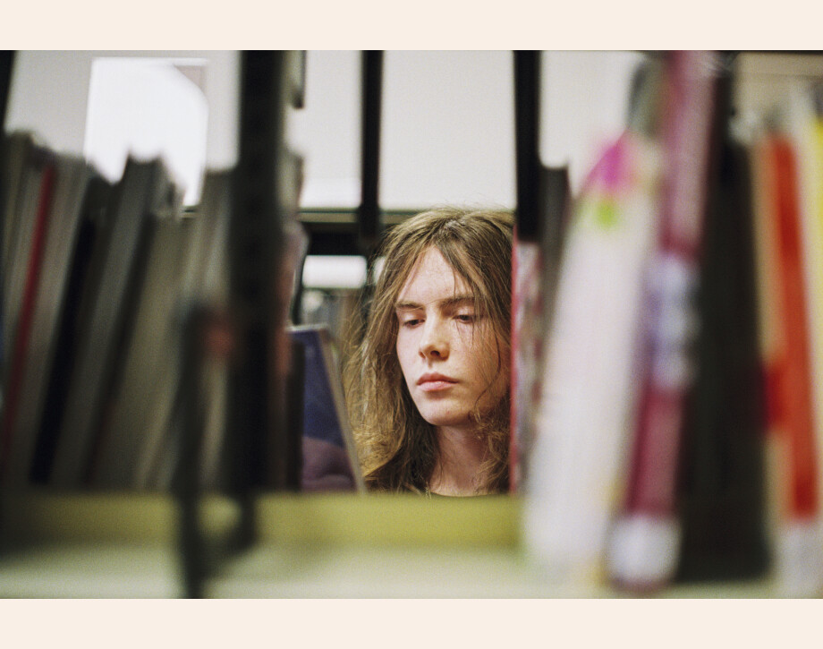 Male student in library