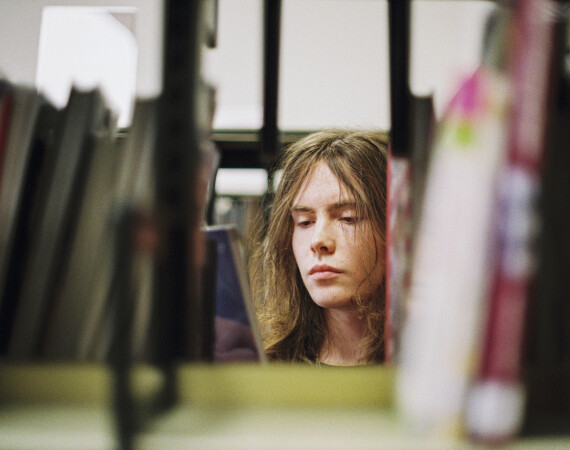 Male student in library