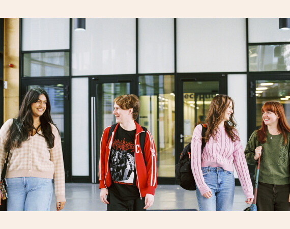 Mixed group of students outside at Cardonald campus
