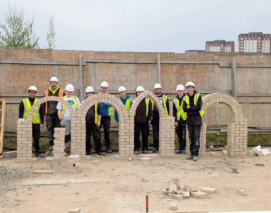 Glasgow Clyde College construction students pictured at Northbridge Keepmoat development