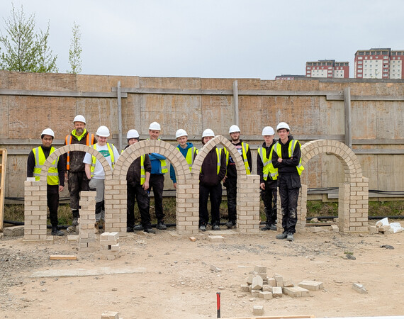 Glasgow Clyde College construction students pictured at Northbridge Keepmoat development